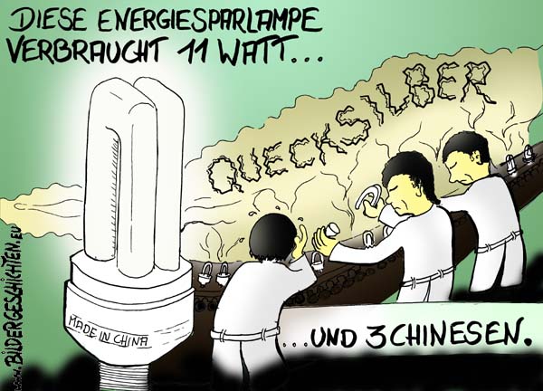 Energiesparlampen- Karikatur