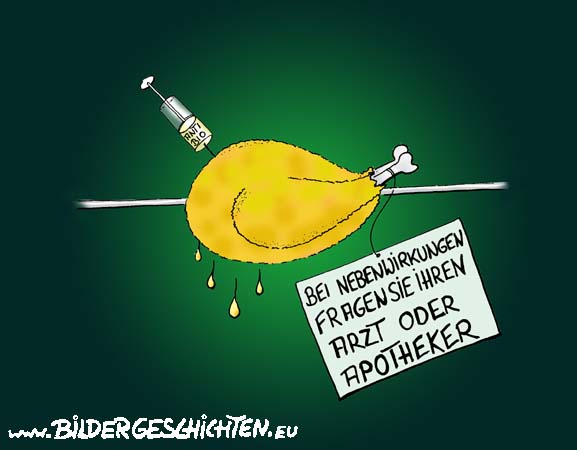 Gift in Lebensmitteln- Karikatur