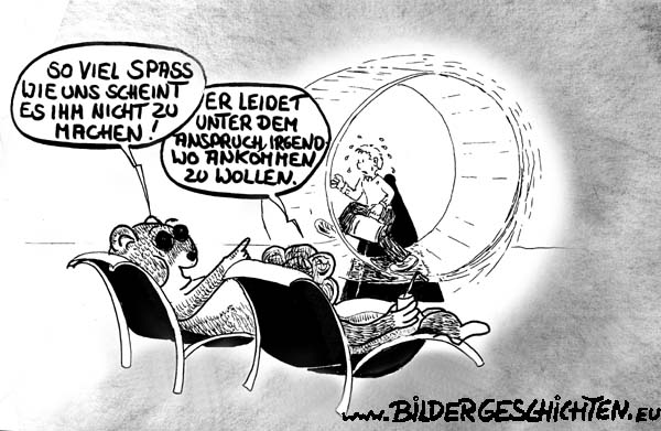 Im Hamsterrad- Karikatur